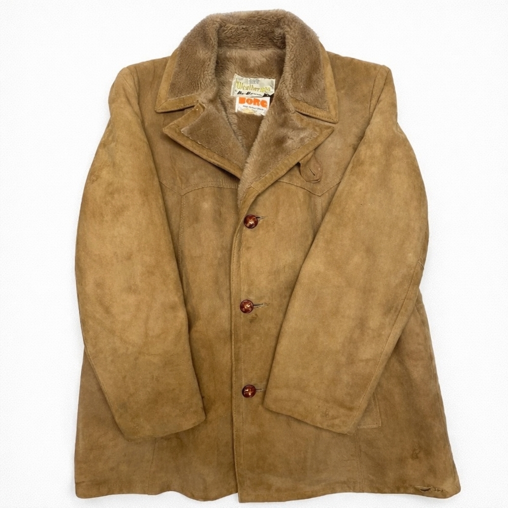 Vintage Shearling Suede Coat Weatherman Mac-Mor Canada Western Jacket Size 54